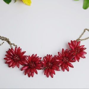 Fashion Bold Red Floral Necklace